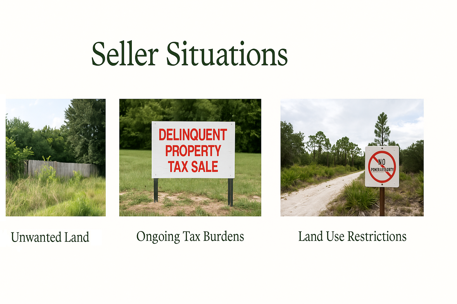Common seller situations for Florida landowners - inherited property, tax burdens, zoning issues, and absentee ownership challenges